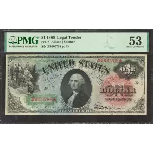 $1 1869 Large Red Legal Tender Issues 18