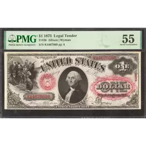 $1 1875 Small Red with rays Legal Tender Issues 26