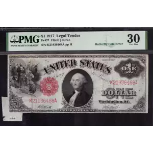 $1 1917 Small Red, scalloped Legal Tender Issues 37