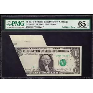 $1 1974 Green seal. Small Size $1 Federal Reserve Notes 1908-G