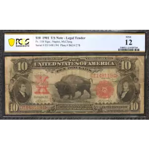 $10  Small Red, scalloped Legal Tender Issues 118