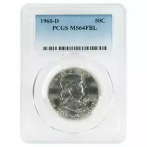 1960 D FRANKLIN HALF DOLLAR 50C PCGS MS 64 FBL MINT UNC - FULL BELL LINES (2)