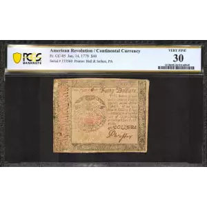 $40 January 14, 1779  CONTINENTAL CURRENCY CC-95