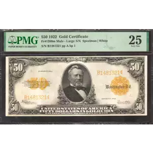 $50 1922 Gold Gold Certificates 1200m