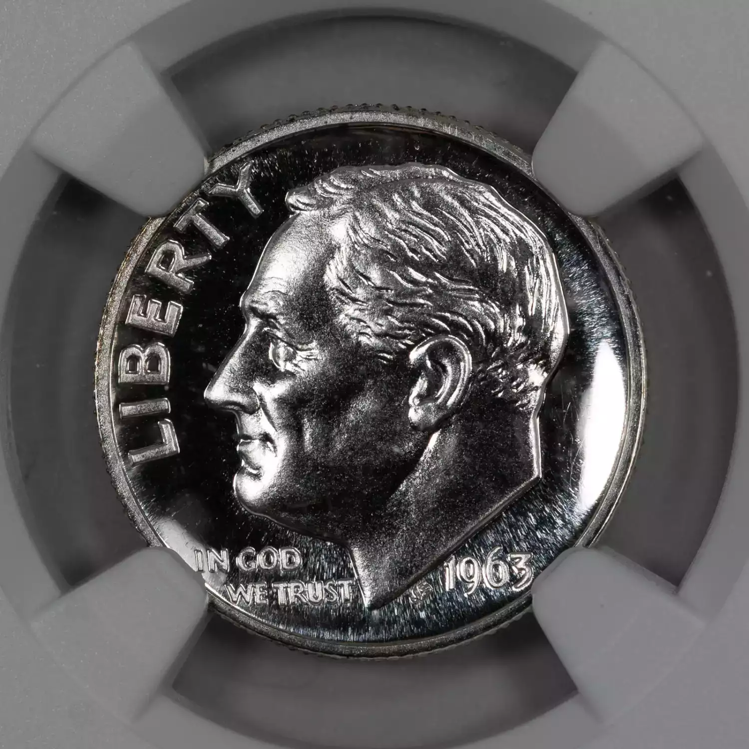 1963 ROOSEVELT SILVER PROOF DIME 10c NGC PF67