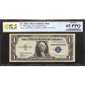 $1 1935-A blue seal. Small Silver Certificates 1608m