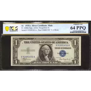 $1 1935-A blue seal. Small Silver Certificates 1608m