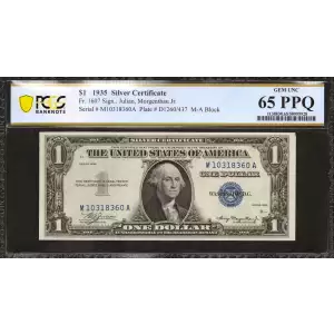 $1 1935 blue seal. Small Silver Certificates 1607