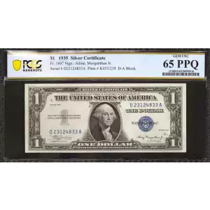 $1 1935 blue seal. Small Silver Certificates 1607