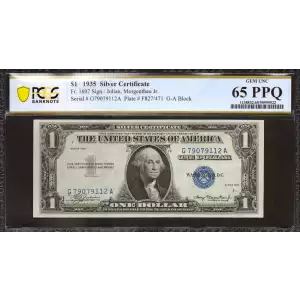 $1 1935 blue seal. Small Silver Certificates 1607