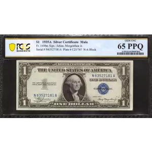 $1 1935-A blue seal. Small Silver Certificates 1608m