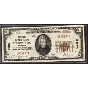 1929 $20 NATIONAL BANKNOTE CURRENCY NEBRASKA
