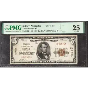 $5 1929 Small brown seal Small National Bank Notes 1800-1