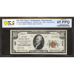 $10 1929 small brown seal. Small National Bank Notes 1801-2