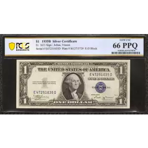 $1 1935-B blue seal. Small Silver Certificates 1611