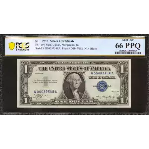 $1 1935 blue seal. Small Silver Certificates 1607