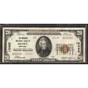 1929 $20 NATIONAL BANKNOTE CURRENCY NEBRASKA