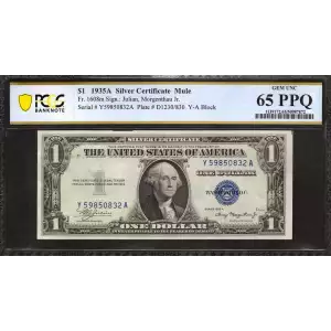 $1 1935-A blue seal. Small Silver Certificates 1608m