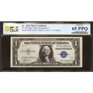 $1 1935 blue seal. Small Silver Certificates 1607