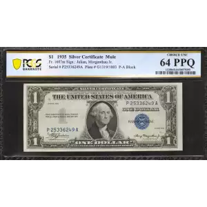 $1 1935 blue seal. Small Silver Certificates 1607m
