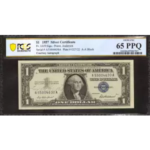 $1 1957 blue seal. Small Silver Certificates 1619